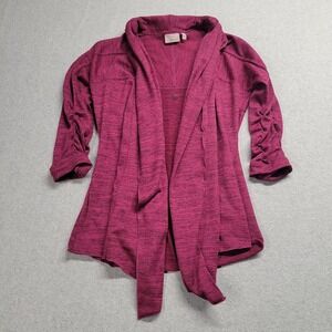 Athleta Haven Wrap Open Front Cardigan Sweater Size XS‎ Draped Magenta Heathered